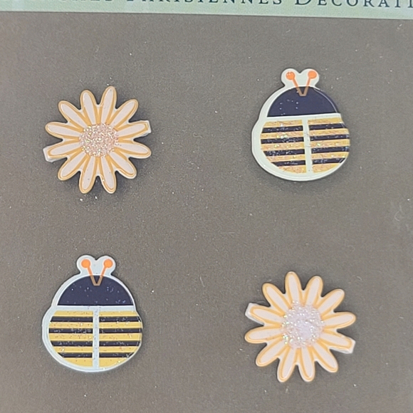 K&Company Brads Bugs And Daisies Brads 9 pcs Bees Spring Summer Brads - Picture 7 of 8